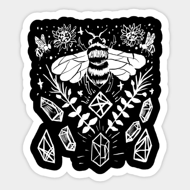 Honey Bee, Crystals & Sunflowers Witchy Goth Sticker by LunaElizabeth